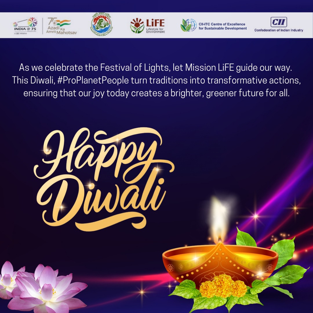 ciicesd's tweet image. JThis Diwali, let's light up the planet with mindful choices! Guided by Mission LIFE, let's make sustainability part of our celebrations and shine true #ProPlanet People.
#MissionLiFE #Green Diwali
#SustainableFestivities
