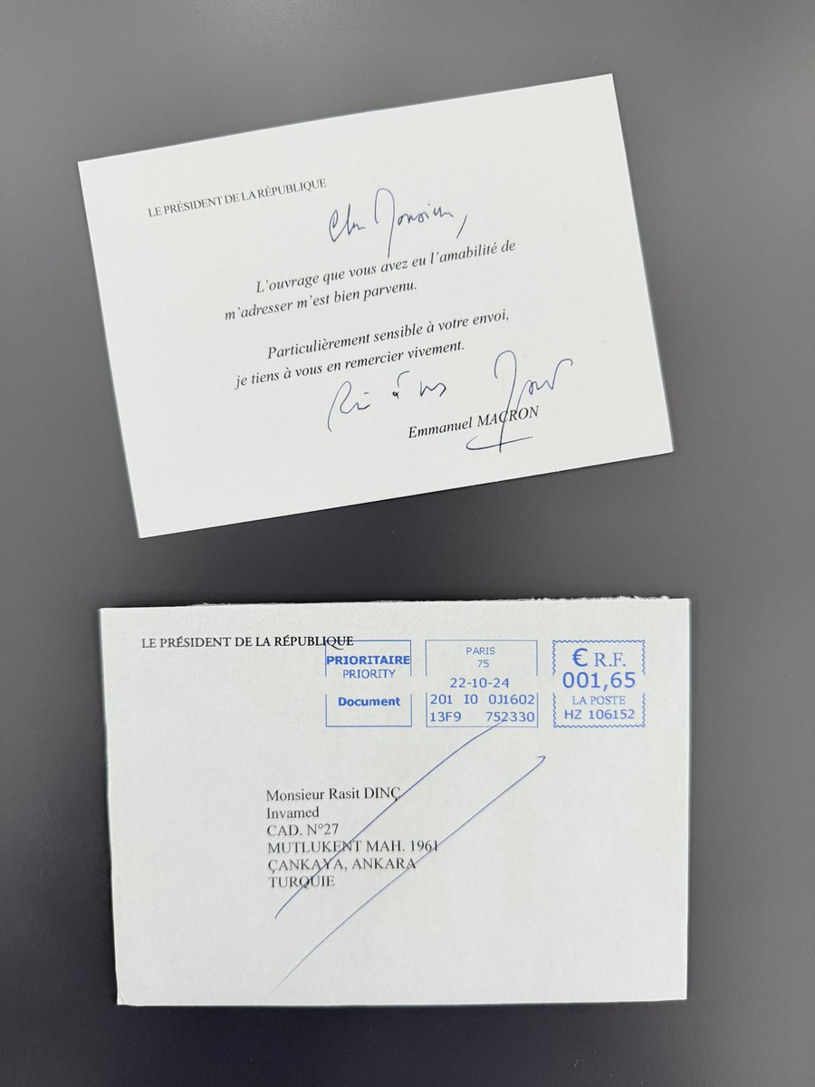 RasitDinc's tweet photo. Votre Excellence,
Monsieur le Président 
Emmanuel Macron,
@EmmanuelMacron 
Je vous remercie sincèrement pour votre aimable lettre. Je suis honoré de savoir que mon ouvrage a trouvé sa place dans votre bibliothèque. Je crois fermement que les systèmes de santé numérique et l’intelligence artificielle jouent un rôle essentiel pour améliorer l’accès aux soins dans les régions les plus isolées. Cet effort sera renforcé par la coopération entre les nations et les gouvernements. Je suis heureux de partager la vision de fournir de meilleurs services de santé à l’humanité.
 
Permettez-moi d’exprimer ma gratitude avec un proverbe français qui reflète la profondeur de votre culture :
“La santé vaut mieux que la richesse.”
(La santé est plus précieuse que la richesse.)
 
Avec mes remerciements les plus sincères