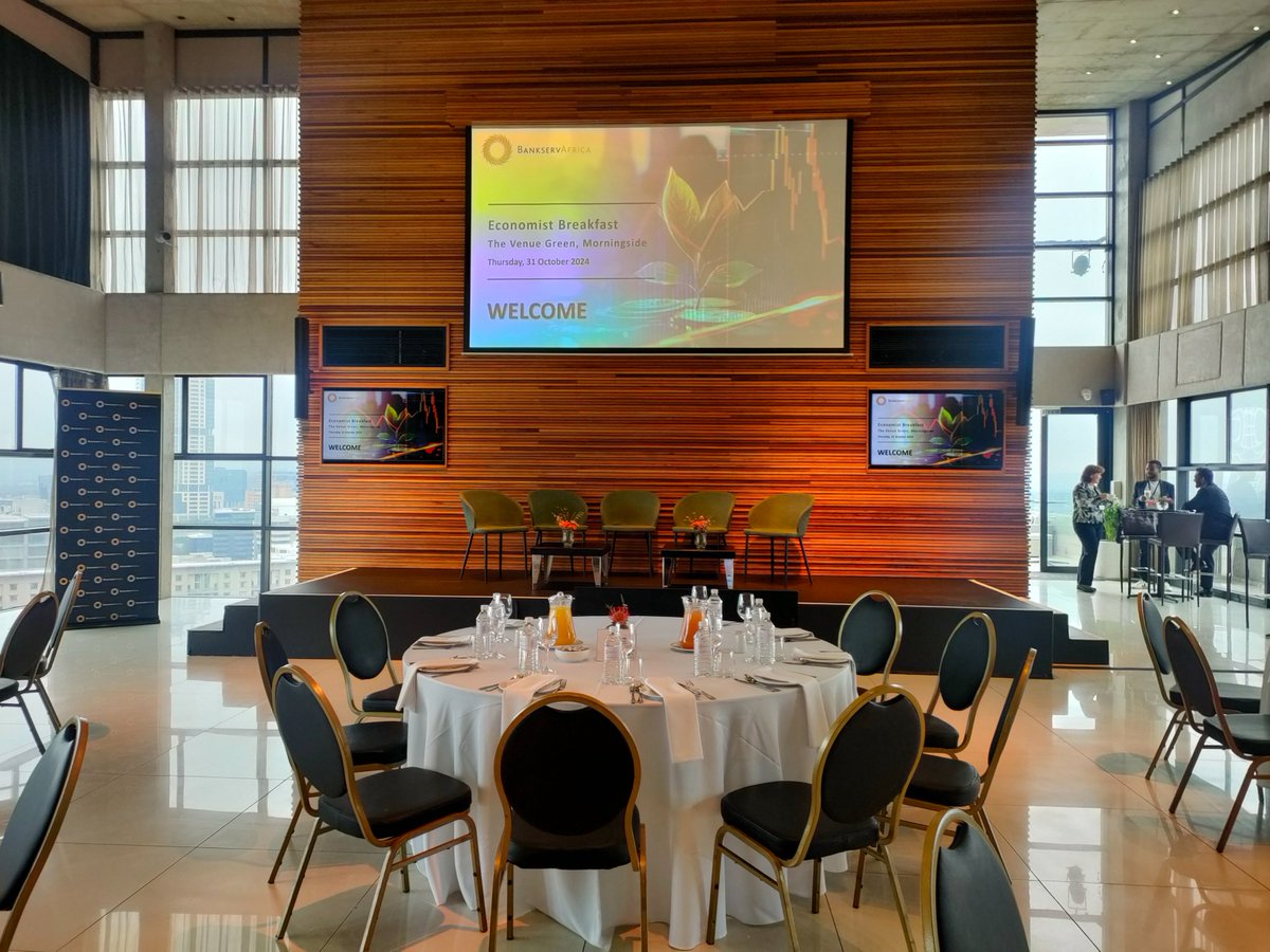 PayIncSA's tweet photo. The BankservAfrica Economist Breakfast in Johannesburg has kicked off with Shergeran Naidoo sharing the importance of unlocking data insights for today’s markets with reference to our monthly indices #BETI #BTPI #BPPI. Catch our reports here: https://t.co/ixrc7x0qlV https://t.co/qfKCWPha7e