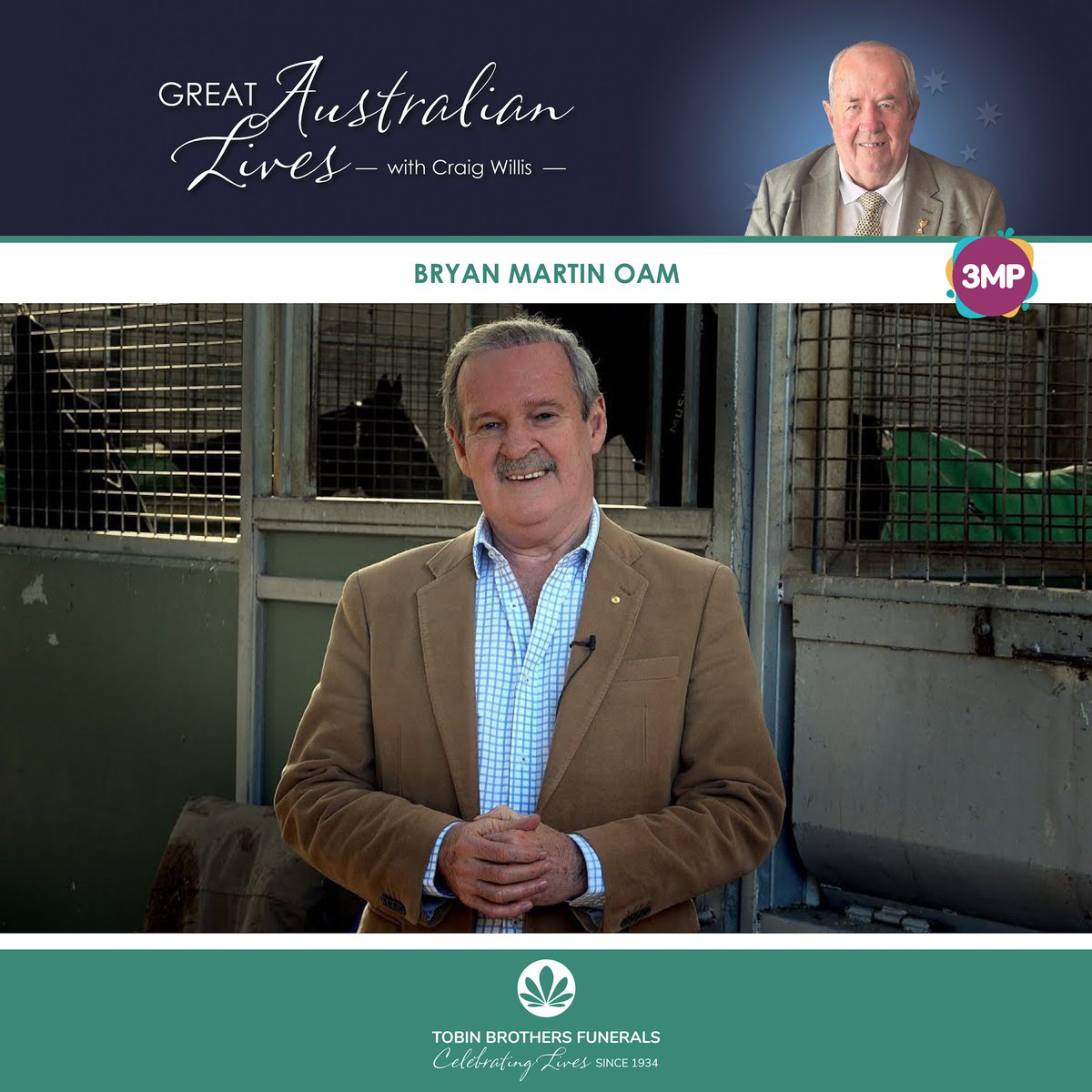 GreatAusLives's tweet photo. Tune into 3MP 1377 this Saturday morning at 8 am for Great Australian Lives as Craig Willis catches up with renowned Australian sports broadcaster, Bryan Martin OAM.
#TobinBrothers #CelebratingLives
🎧 https://t.co/4j3gVNkwWe https://t.co/1D6Zvskzgi