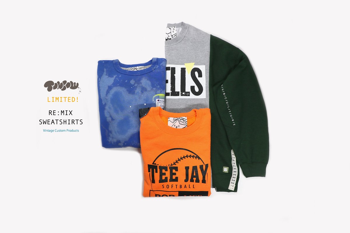 ＜明日発売＞RE:MIX CREW NECK SWEAT - 3 TYPE - USED　SWEATを新たな形へカスタムアレンジしたスペシャルアイテム💫 各ワイドなシルエットですがそれぞれ異なりますので詳しくはONLLINEにアップしておりますのでご確認下さい♪ 明日11/1 12時頃の発売予定☆ tonbow.com