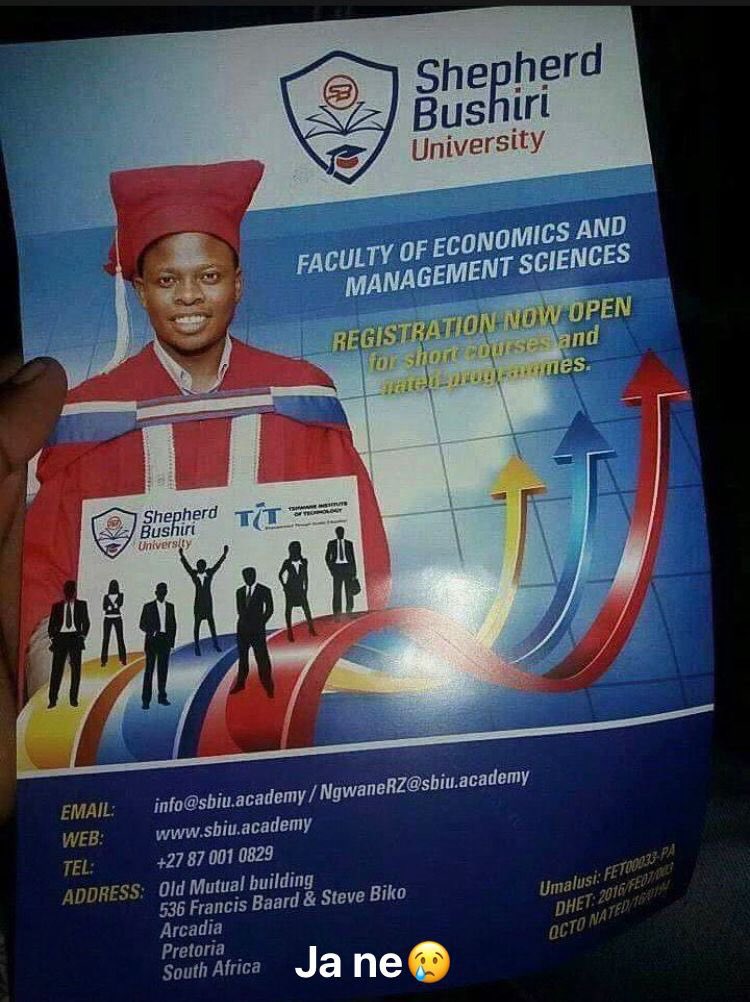 ButiManamela's tweet photo. PLEASE NOTE: THIS IS NOT A REGISTERED INSTITUTION. https://t.co/mobKDEI27o