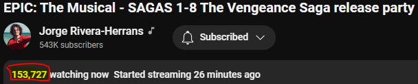 rabitwarior2's tweet photo. @JayHerrans  #EpicTheMusical #VengeanceSaga watch party casually drawing two and a half FULL NFL STADIUMS of people to the Saga 9 (Vengeance Saga) Debut livestream. https://t.co/PRZ490GPzm