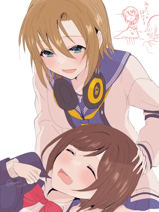 今月描いたみくりーなみんなどれくらいのイチャつき度合いが一番好き～?わたしは全部ですが…(全部好きだから描いてるので) 