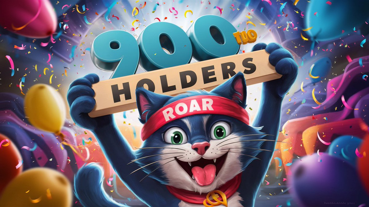 🚨 Milestone Alert! 🚨

Big congrats to the Roaring Kitty community for reaching 900 holders!

Every new holder is a testament to our unstoppable momentum and belief in #ROAR

Welcome To Roar &amp; Get Ready To Work For Your Bags

#RoaringKitty #900Strong #ThePeoplesToke #roar #gme