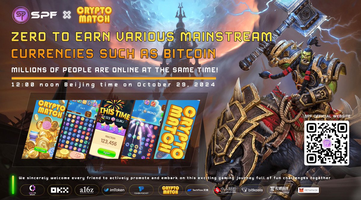 👏👏Our free game Crypto Xiaoxiaole has started a non-deleting closed beta test. 
👇🤠👇
We will pick 3 lucky users from the 
comments and exchange their fragments for ETH, USDT, and BNB. About 100 corresponding fragments are equal to 10 US dollars.🏆🏆🏆
#SPFweb3  #OKX #a16z