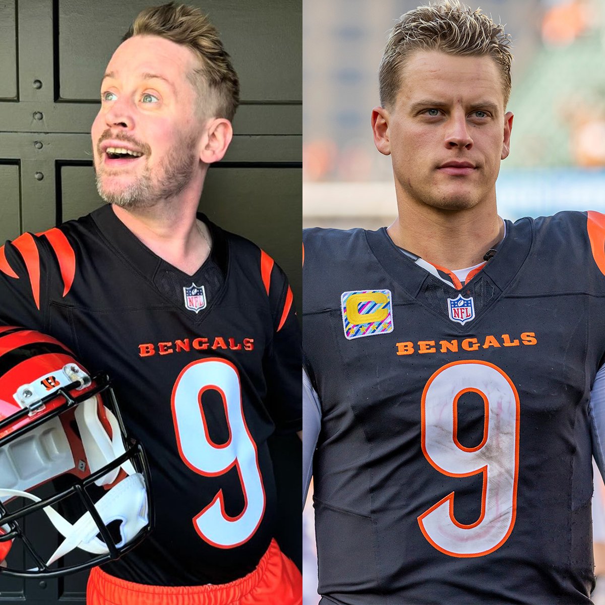 FanDuel's tweet photo. Macaulay Culkin actually went as Joe Burrow for Halloween 😂

#RuleTheJungle | #Halloween https://t.co/VeE2WTqAuw