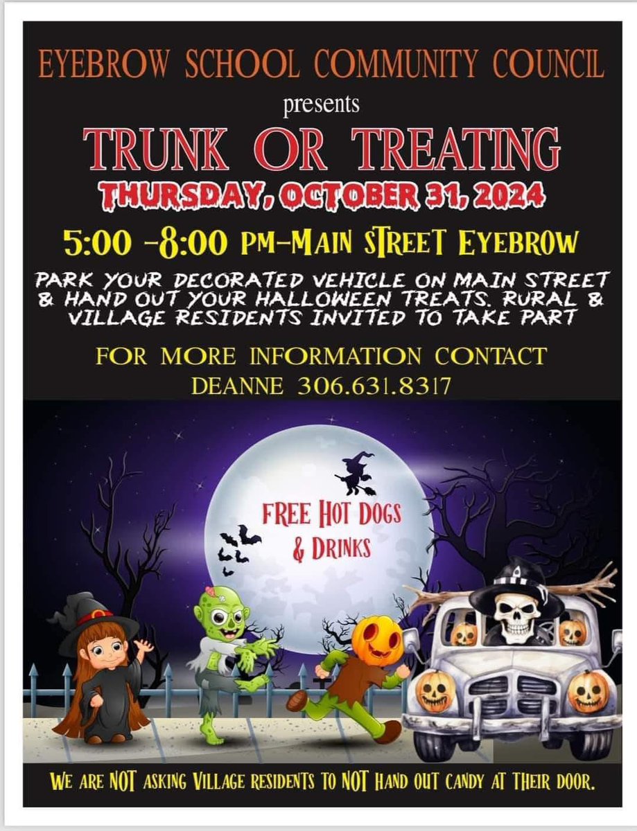 Students are welcome to wear their costumes to school tomorrow if they like (they will be asked to leave any props, masks, or other distracting pieces in their locker during  class)

Don't forget to stop by the SCC Trunk and Treat to see the fun displays and get some goodies.