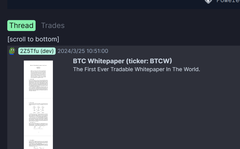 今天是btc白皮书的16周年，找了个pump最老的7个月前的相关概念，已经在外盘了，纯底部，看看有没有人捡起来炒作这个叙事
ca:2aKQRXPMgoAZJRNCg6EXUvhLQPw2YD8An1LcwLMaMjsm