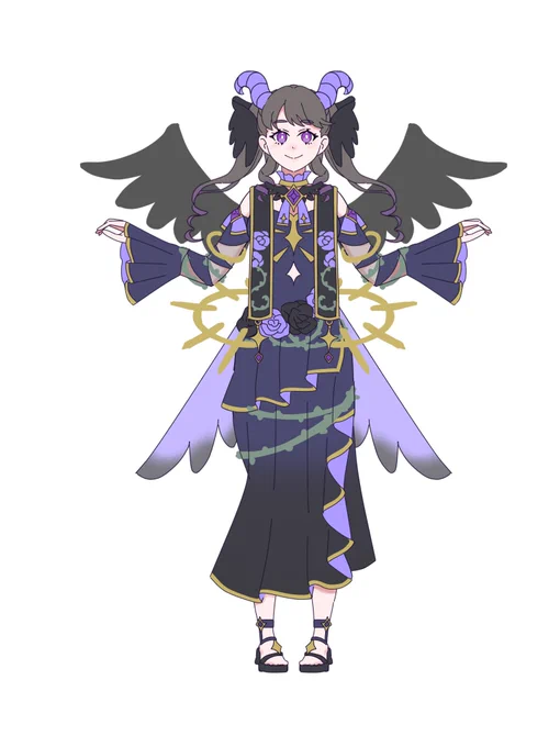 【オリジナル衣装】 今回も推しの為にハロウィン衣装案を考えました!!テーマは堕天使 細かい所までみてね〜 #蓮ノ空美術部