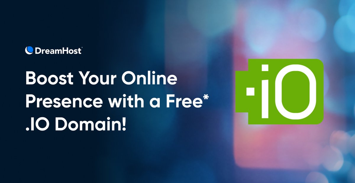 DreamHost's tweet image. Unlock your tech potential with a .IO #domain! 🌐

📅 Until October 31st, 2024, log in to your DreamHost panel to see if you’re one of the lucky ones and get a #DotIO domain #FREE* for the first year! bit.ly/3Tn2VDx