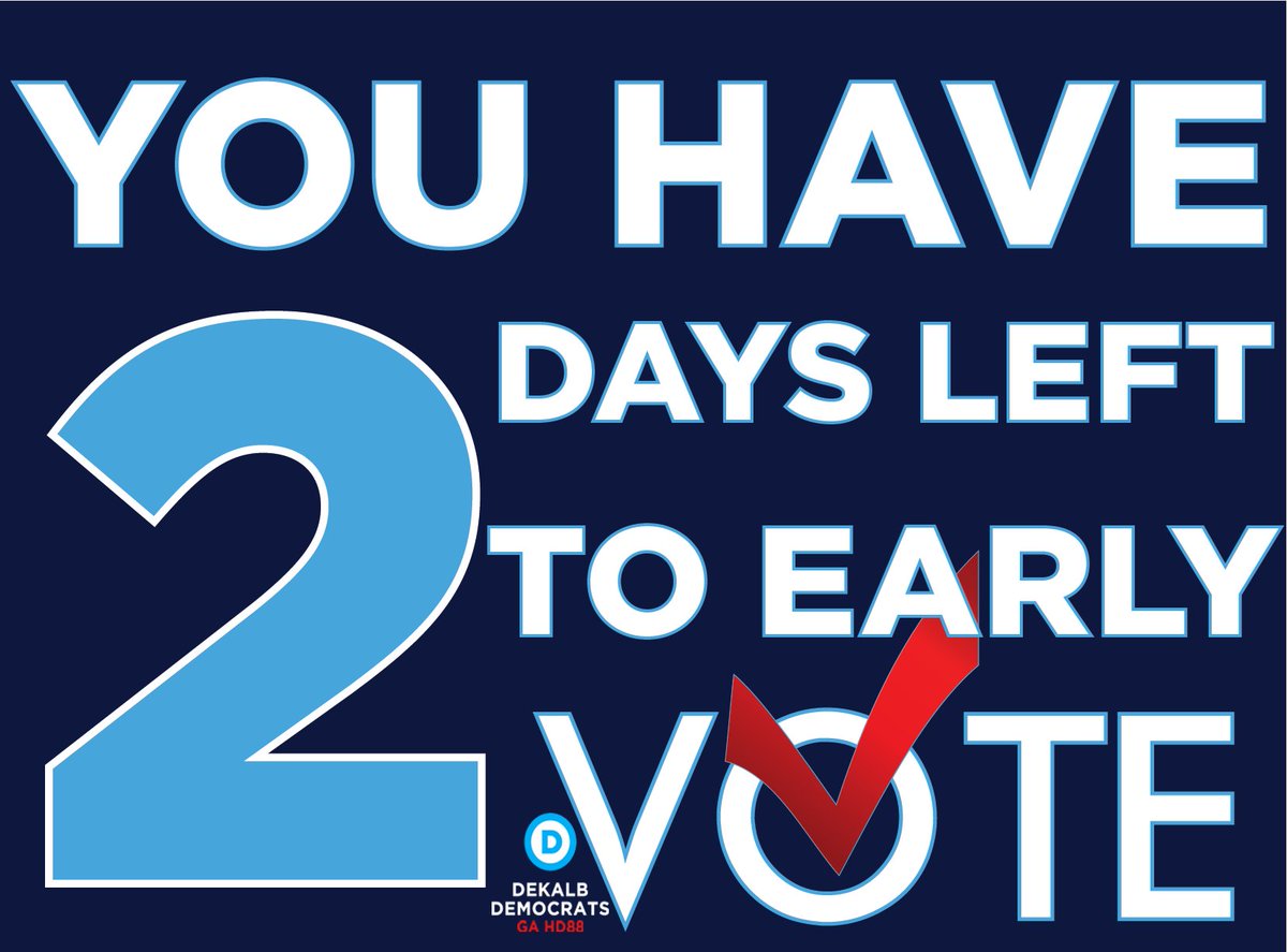 With 2 days of early voting remaining, let's turn up and turn out! #REMIND3FRIENDSTOVOTE

Wait times are available here until 5PM:
dekalbgis.maps.arcgis.com/apps/dashboard…