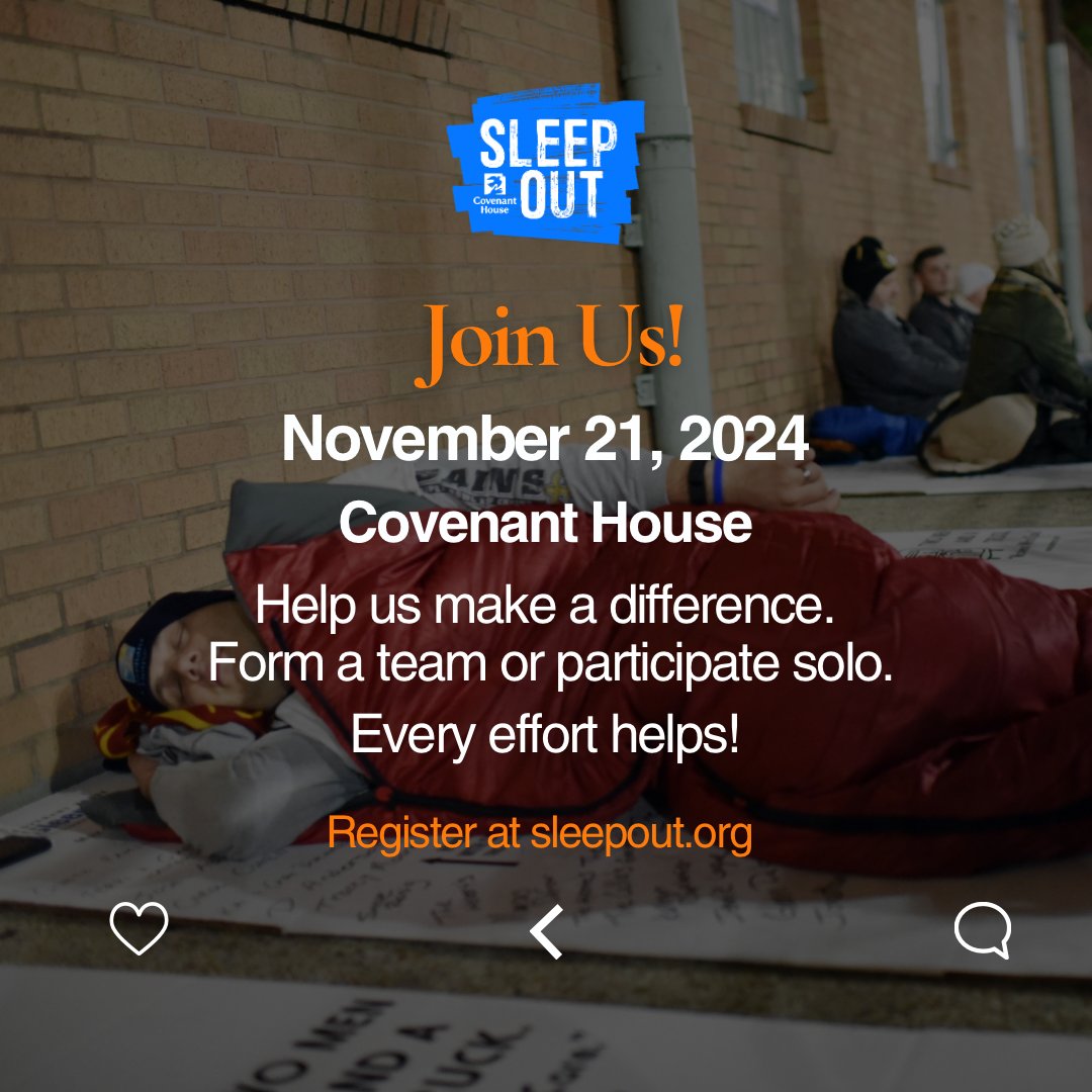Scare away youth homelessness by signing up for the Covenant House Sleep Out on November 21, 2024. Together, we can make a difference. #CovenantHouseSleepOut #60forsleepout #supportouryouth