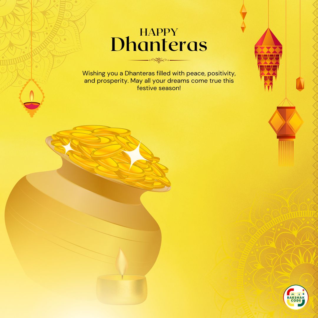 RakshakCode's tweet image. 🌟 Happy Dhanteras from Team Rakshak Code! 🌟 Wishing everyone a day filled with prosperity, good fortune, and success. May this auspicious occasion bring new opportunities and strengthen our bonds. Here’s to celebrating abundance and joy together! 🪔💰✨ #Dhanteras #RakshakCode