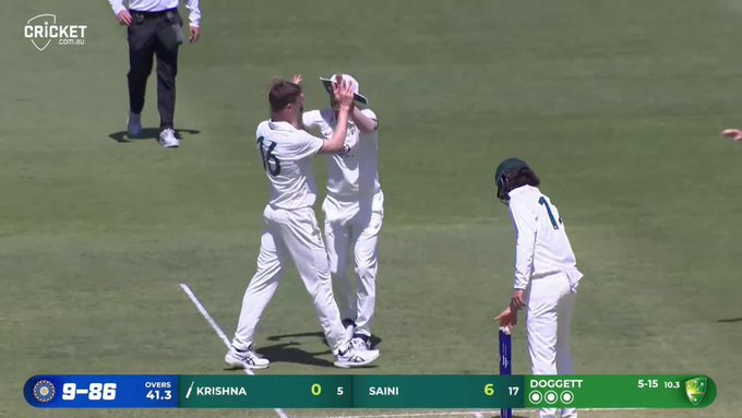 Castled!! Brendan Doggett has a career-best SIX wickets 🔥  📹 Credits: Twitter/cricketcomau
