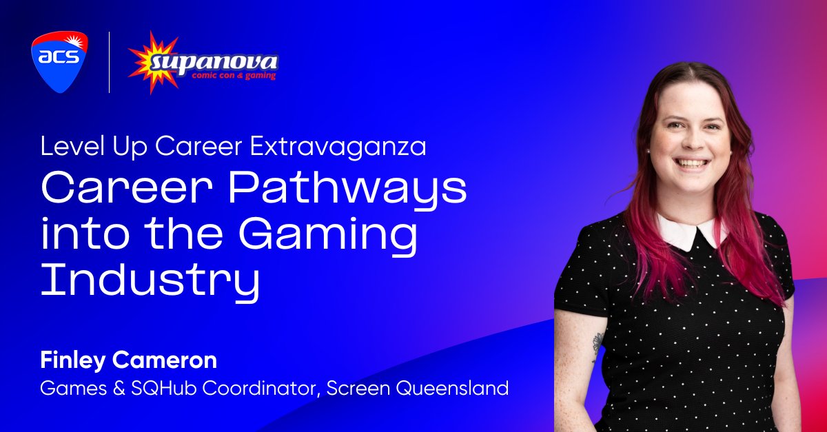 Finlèy Cameron (Fin) (@basicallyfin) on Twitter photo You can also catch me on two panels at <a href="/SupanovaExpo/">Supanova Comic Con & Gaming 💥</a> Brisbane!
🎮 I'll be moderating the Screen Queensland Residency Game Demos, Friday at 10am in the Cosplay Theatre
🎮 Career Pathways into the Gaming Industry, Friday 12pm on the ESport Stage You can also catch me on two panels at <a href="/SupanovaExpo/">Supanova Comic Con & Gaming 💥</a> Brisbane!
🎮 I'll be moderating the Screen Queensland Residency Game Demos, Friday at 10am in the Cosplay Theatre
🎮 Career Pathways into the Gaming Industry, Friday 12pm on the ESport Stage