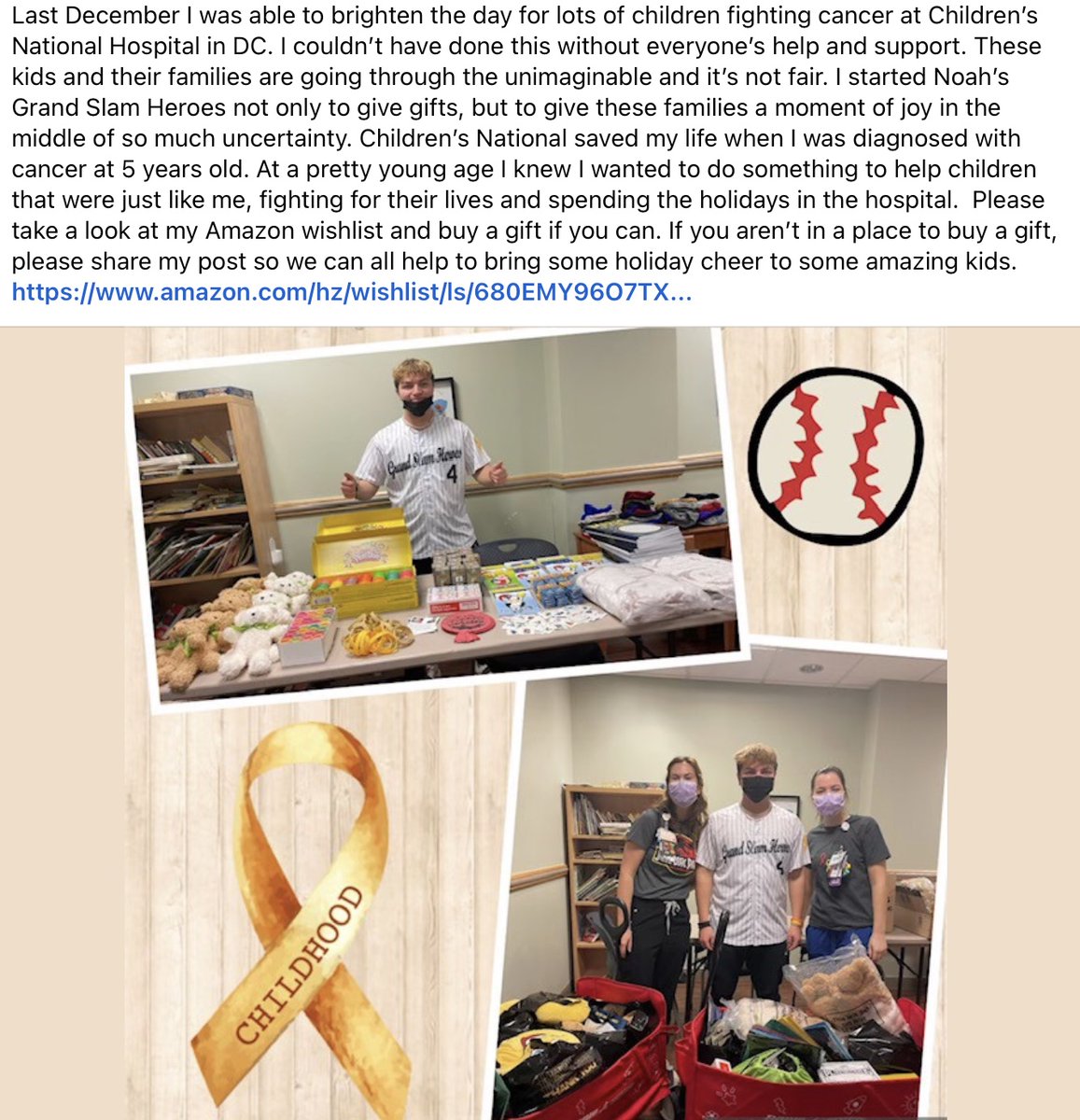 Last year I started Noah's Grand Slam Heroes to bring toys to kids fighting cancer. Please buy a gift if you can to bring a smile to some amazing kids. If you aren’t able to, please re-post. amazon.com/hz/wishlist/ls…