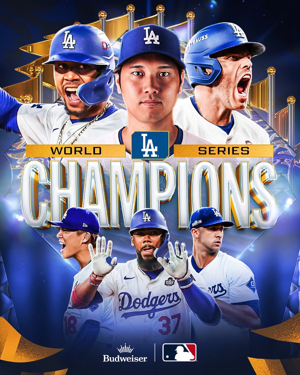 YourBettingNews's tweet photo. The Dodgers have won the World Series 🏆

What a game. What a series. 

What a season ⚾️

(Via @MLB) https://t.co/UwJ8UTIv2M