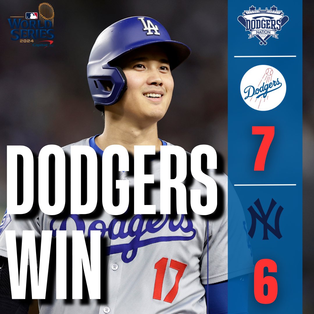 The Dodgers beat the Yankees 7-6 in a HISTORIC Game 5 to win their 8th World Series in franchise history.

This 0-5 comeback perfectly represents all the Dodgers have stood for: fighting adversity, stepping up and coming out on top.

THE FIRST OF MANY IN THIS NEW ERA 🔥