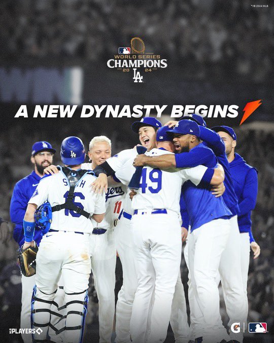 Gatorade's tweet photo. The best in the game. Congrats to the @dodgers on winning the 2024 World Series 🏆 https://t.co/dqv3vOYIEd