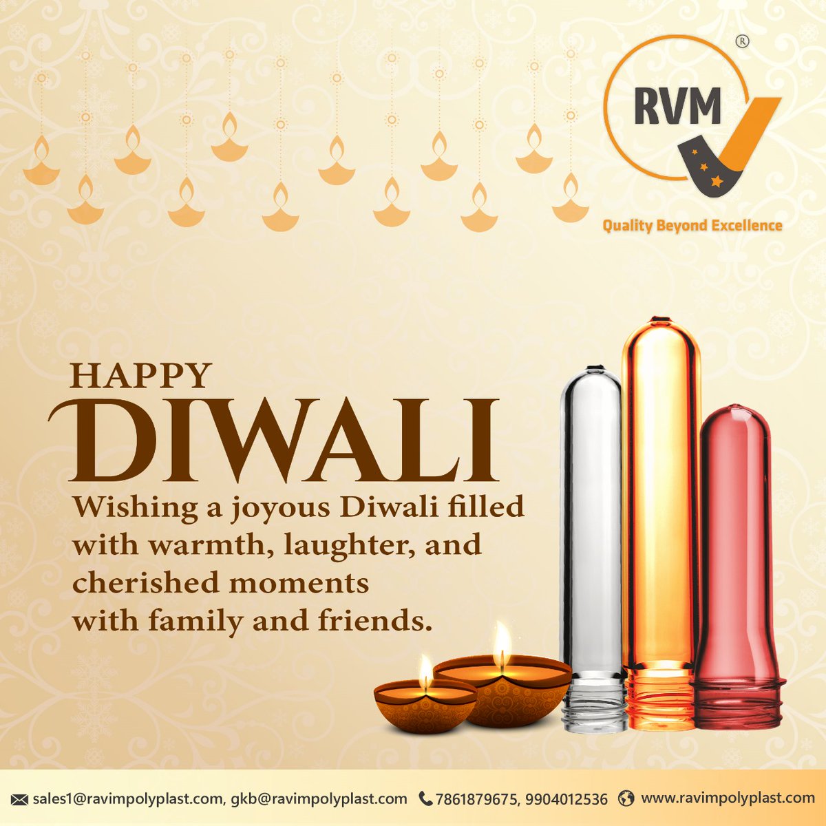 rvm_preforms's tweet photo. 🌟✨ RVM - Ravim Polyplast India Pvt. Ltd. Wishes You a Joyous Diwali! ✨🌟

Happy Diwali from our family to yours! 🪔🎆

#HappyDiwali #FestivalOfLights #CelebrateWithJoy #Diwali2024 #petpreforms #pppreforms https://t.co/khtXcP09lG