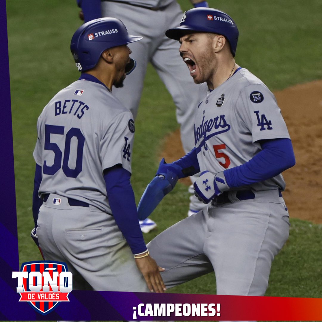 ¡LOS DODGERS SON CAMPEONES!

El equipo de los Dodgers consigue su título número 8 de Serie Mundial en toda su historia.

Derrotando a Yankees y dedicada al “Toro” Fernando Valenzuela!!!