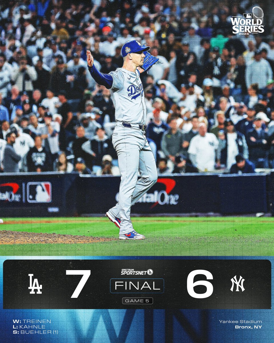 SportsNetLA's tweet photo. The #Dodgers take the #WorldSeries in 5 games! https://t.co/jNjHdasmTM