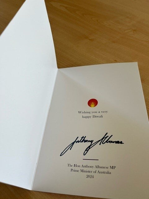 icsa_sydney's tweet photo. Greeting for the Festival of Light, celebrated in individual cultural ways across the Indian Subcontinent.  A time of reflection and hope.   
We share the greeting we received from the Prime Minister Anthony Albanese across the community.  
#DiwaliGreetings
#FestivalOfLights https://t.co/ei0q772Q5G