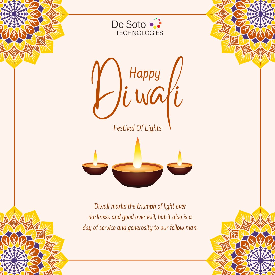 DeSotoTech's tweet photo. Happy Diwali! May this beautiful festival of lights illuminate your life with love, laughter, &amp; prosperity. As you gather with family &amp; friends, may your hearts be filled with joy and your homes with warmth. Let the spirit of Diwali inspire new beginnings and cherished memories. https://t.co/Ed4kzSZkaV