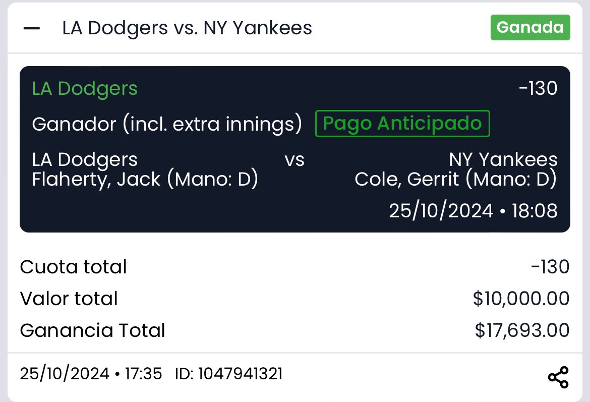 picksverdes1_'s tweet photo. Gané todas mis apuestas en la #SerieMundial ✅✅✅✅

Todos mis Picks se los regalé 🎁💰✅✅

Demostrando otra vez quién es el mejor en esto!! 🤑🤑🤑💸💸💸 

Se van $1000 de regalo entre los ❤️ y RT!! 🎁💸💸

A celebrar!! 🍾🍾🍾 #LetsGoDodgers #WorldSeries https://t.co/WdS21uDOk0