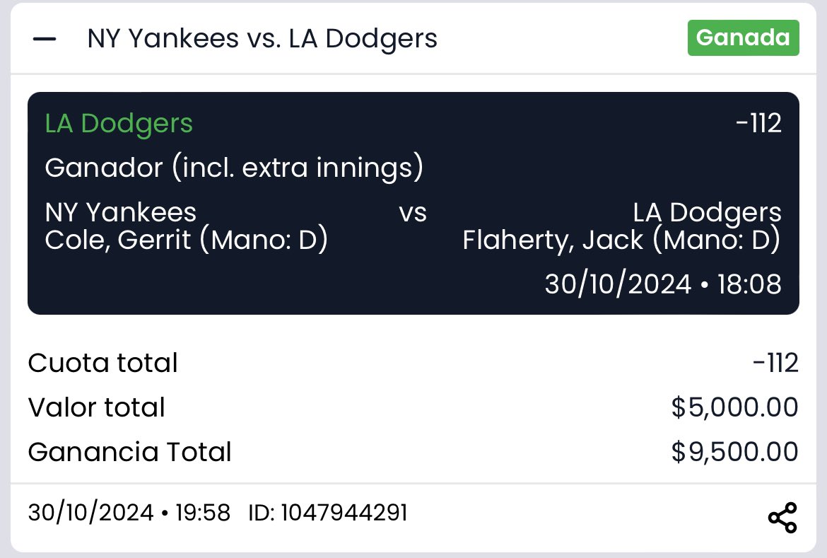 Gané todas mis apuestas en la #SerieMundial ✅✅✅✅

Todos mis Picks se los regalé 🎁💰✅✅

Demostrando otra vez quién es el mejor en esto!! 🤑🤑🤑💸💸💸 

Se van $1000 de regalo entre los ❤️ y RT!! 🎁💸💸

A celebrar!! 🍾🍾🍾 #LetsGoDodgers #WorldSeries
