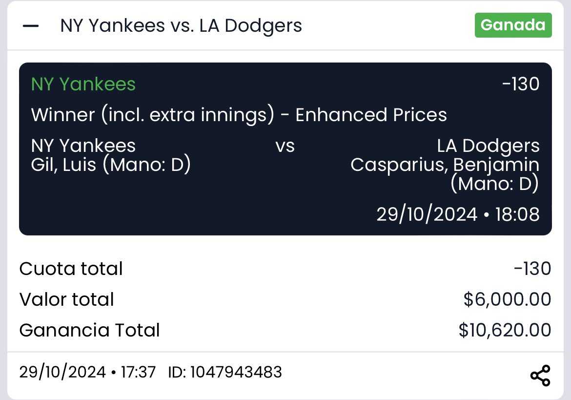picksverdes1_'s tweet photo. Gané todas mis apuestas en la #SerieMundial ✅✅✅✅

Todos mis Picks se los regalé 🎁💰✅✅

Demostrando otra vez quién es el mejor en esto!! 🤑🤑🤑💸💸💸 

Se van $1000 de regalo entre los ❤️ y RT!! 🎁💸💸

A celebrar!! 🍾🍾🍾 #LetsGoDodgers #WorldSeries https://t.co/WdS21uDOk0