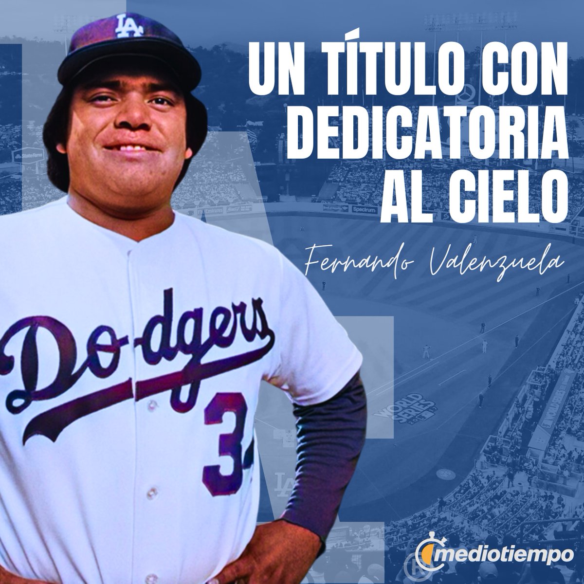 mediotiempo's tweet photo. ¡HASTA EL CIELO!

Sabemos que estuviste junto a cada pitcher acompañando a tus amados Dodgers hasta el final

¡Este título es para ti, Fernando 
´Toro´ Valenzuela! https://t.co/Dk4ML8xURk