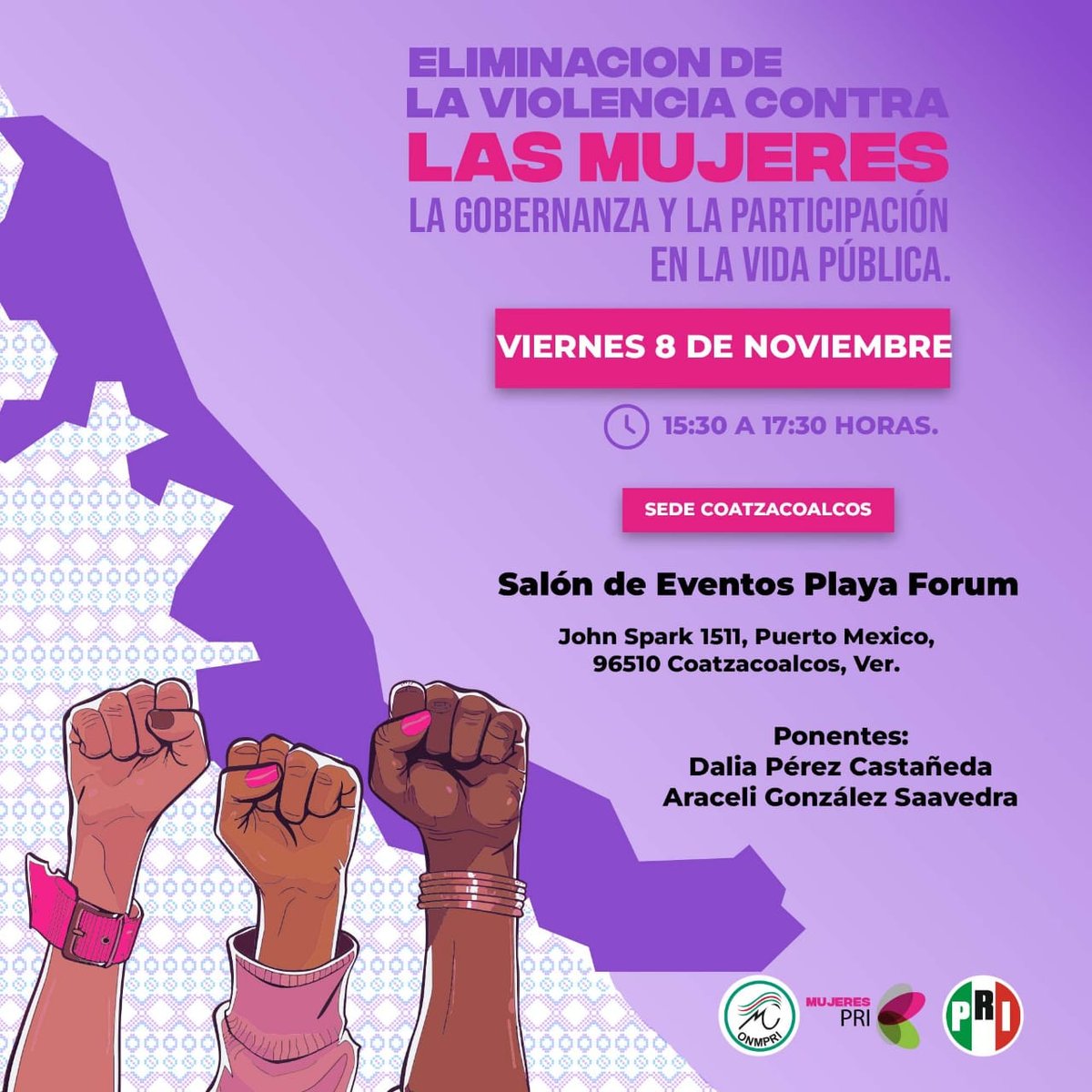 ONMPRIVER1's tweet photo. 📢L@s invitam@s a participar en el #Segundo Curso-Taller regional:
"ELIMINACION DE LA VIOLENCIA CONTRA LAS MUJERES LA GOBERNANZA Y LA PARTICIPACIÓN EN LA VIDA PÚBLICA."
Ponentes: Dalia Pérez Castañeda  y Araceli González Saavedra
🗓 Viernes 8 de Nov 2024
⏰15:30 A 17:30 horas. https://t.co/b5IYVHB2Dp