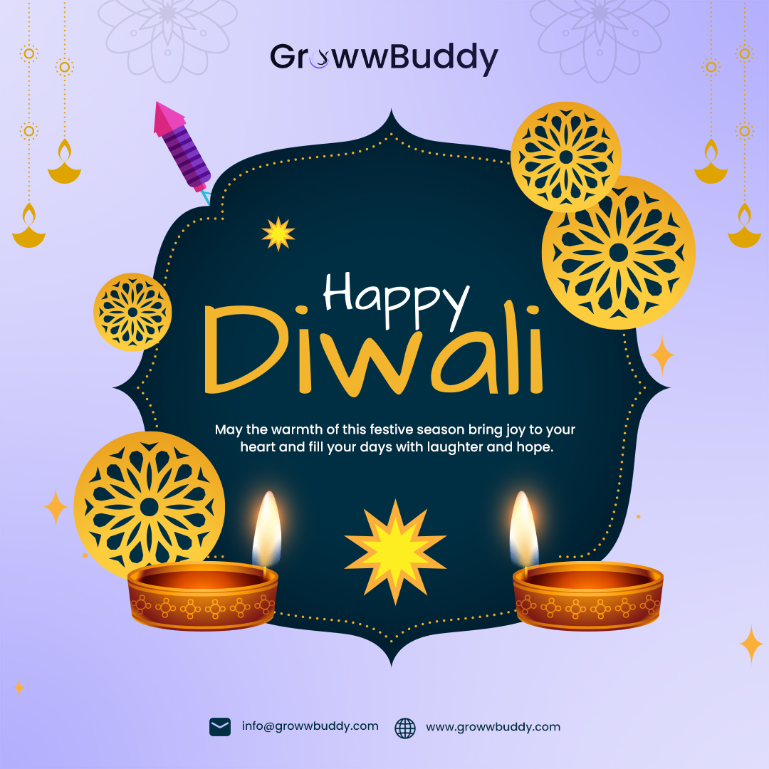 xpertiescoder's tweet image. ✨ Happy Diwali from all of us at GrowwBuddy! May this festival of lights bring joy, hope, and prosperity to your life. 🌟 #HappyDiwali #Diwali2024 #GrowwBuddy