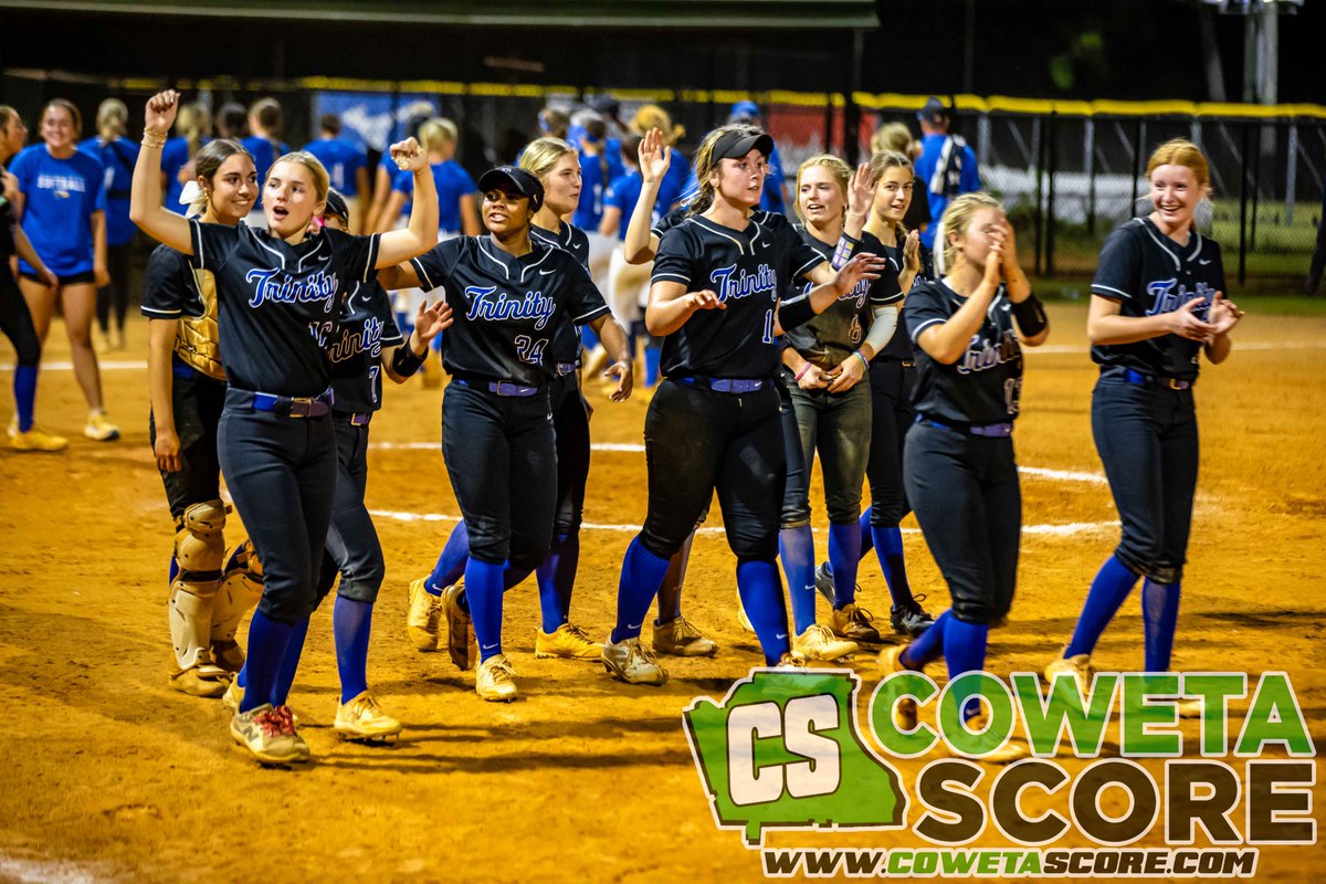 CowetaScore's tweet photo. "Total team win"
GHSA Class 3A-A State Softball Elite 8 Tournament
First Round
FINAL
Trinity Christian 13, Mount Paran 8
Lead changed twice in a wild fifth inning when teams combined for TWELVE runs. Trinity retook a lead for good in the bottom half, scoring seven times. 
Lady Lions with 13 hits. 
@Cacie_Cutright 2-3, HR, 2 intentional walks, 3 RBI
@kaydenh_13 3-4, RBI
@avery_lucchesi 2-4, 2RBIs (extended lead in 6th)
@annaaycock28 3-4, 2 RBIs
Mary Ruth Adkins clutch 2 RBI single in fifth
WP @KayleeCroft2025 (5IP, 6K) and @Cacie_Cutright (2IP, 4K) combine for 10Ks
Trinity faces Prince Avenue in Thursday's winner's bracket semifinal. Teams seeded No. 3 and No. 2 to start state tournament
@TCSAthletics1