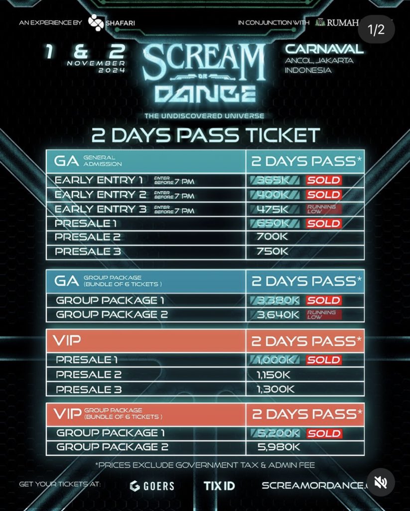 Wts tiket scream or dance underprice
Per hari 350.000
Tiket 2 days pass 650.000
Harga sudah termasuk pajak
Minat dm aku di instagram <a href="/kurniaindahs/">Kur</a>
Beli banyak bisa nego