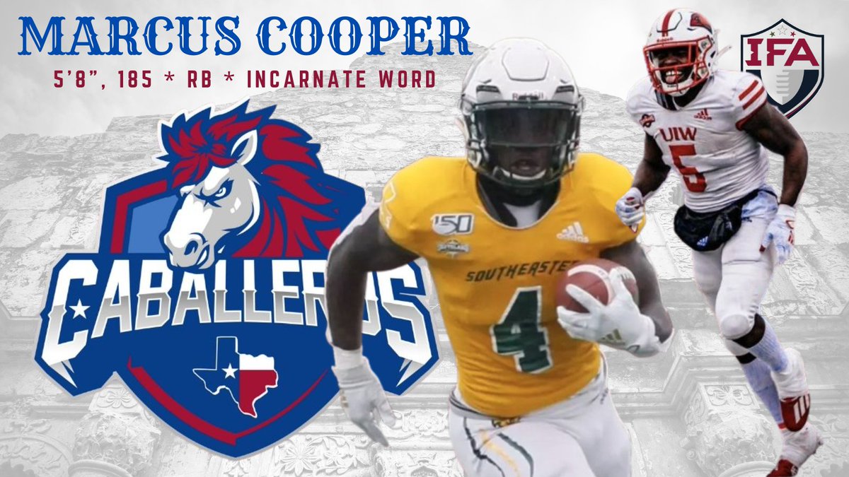 sa_caballeros's tweet photo. Please welcome @UIWFootball &amp; @LionUpFootball RB @iamcoop4k to the Caballeros! Cooper was a 2x All-@SouthlandSports selection and finished his collegiate career with an eye-popping 4,458 yards and 32 touchdowns. After college, he has continued playing in the NFL, CFL, and XFL. https://t.co/0D449PiBxw