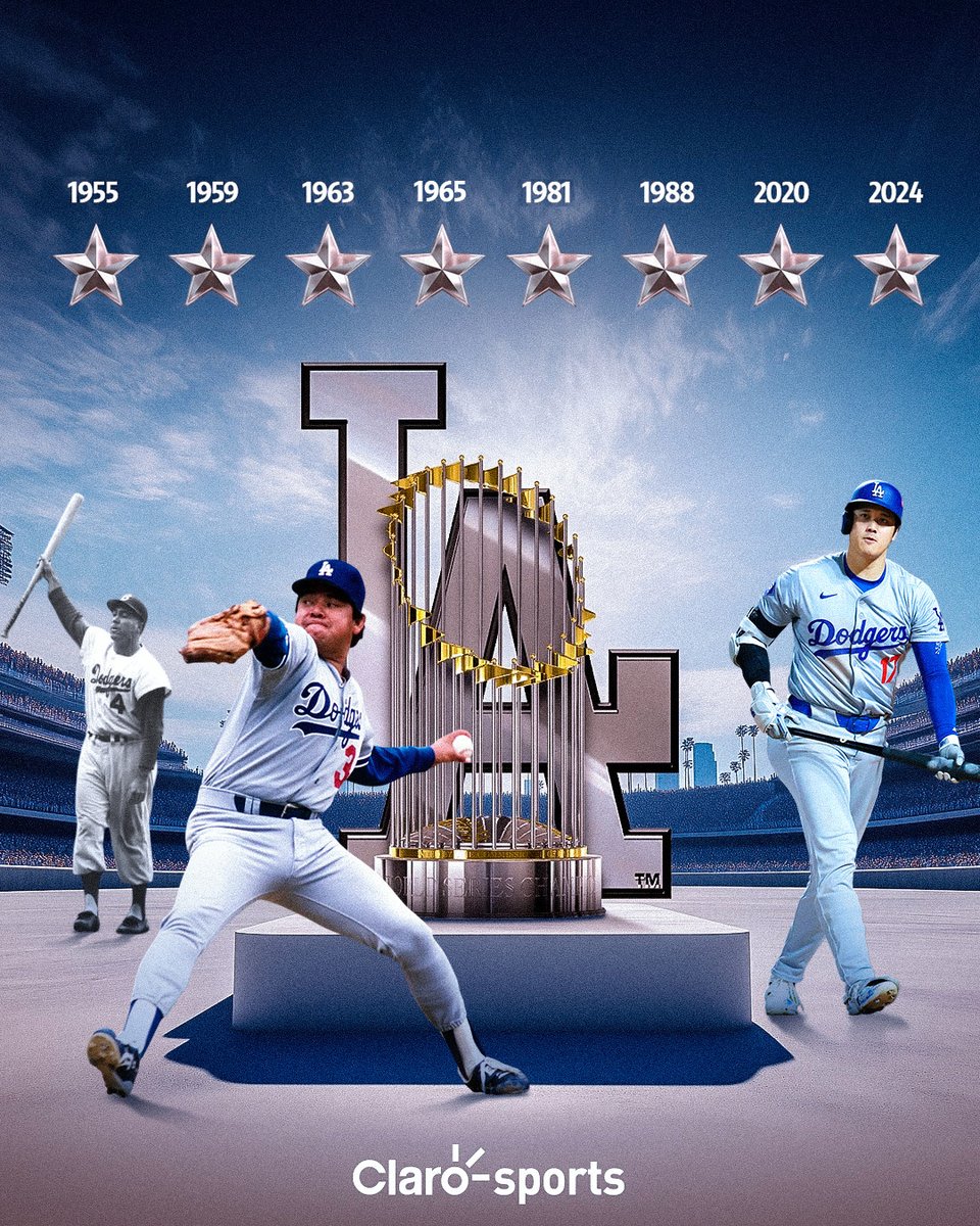 ClaroSports's tweet photo. ¡OTRO MÁS A LA LISTA! ✅🏆⚾

Los Dodgers de Los Ángeles suman su octavo título de Serie Mundial después de derrotar a los Yankees de Nueva York en 5 juegos que nunca decepcionaron a nadie gracias a las tremendas actuaciones de los peloteros de ambos bandos

#MasClaroQueNunca https://t.co/UwsuICBMQr