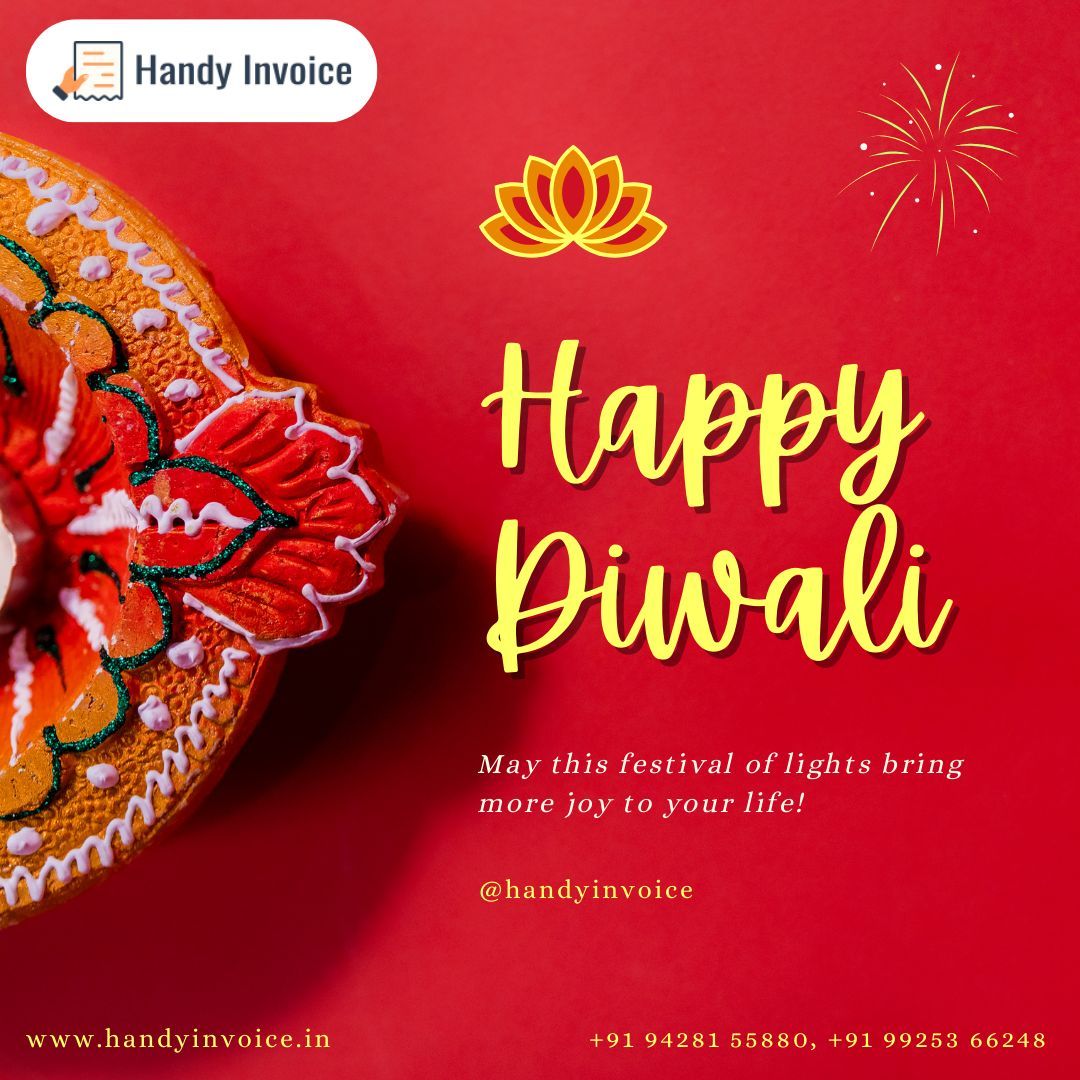 HandyInvoice's tweet photo. Wishing you a Diwali that shines brighter than ever! Handy Invoice wishes you happiness, health, and wealth. 

#Diwali #HappyDiwali #DiwaliWishes #DiwaliGreetings #FestivalOfLights #DiwaliCelebrations #Deepavali #DiwaliFestival https://t.co/OTEYfXhAQB