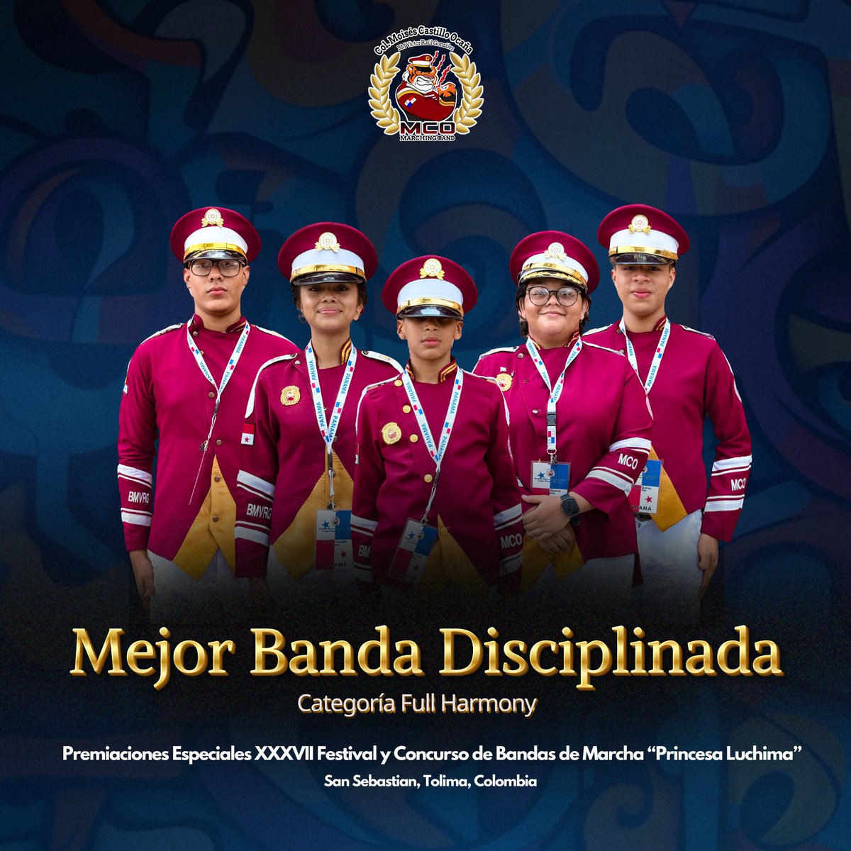 MEJOR BANDA DISCIPLINADA 🐯🏆🎵🇵🇦
-
Premiaciones Especiales XXXVII Festival y Concurso de Bandas “Princesa Luchima” | Modalidad Full Harmony 🇨🇴

#SomosPANAMÁ