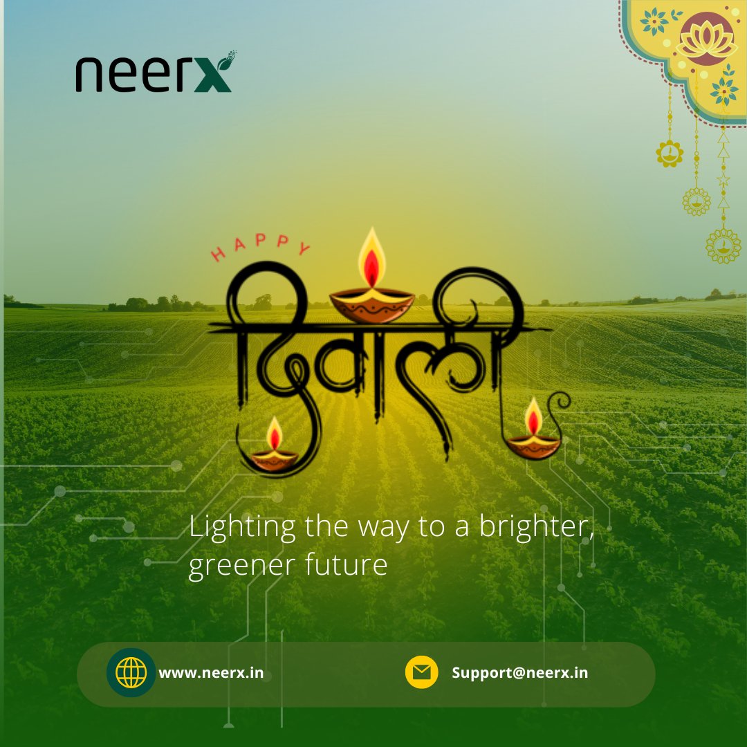 Happy Diwali from NEERX! May the festival of lights bring innovation, growth, and sustainability to every step of our journey together. Wishing you a prosperous and joyful Diwali! ✨ 
#DiwaliCelebration #Diwali #agriculture