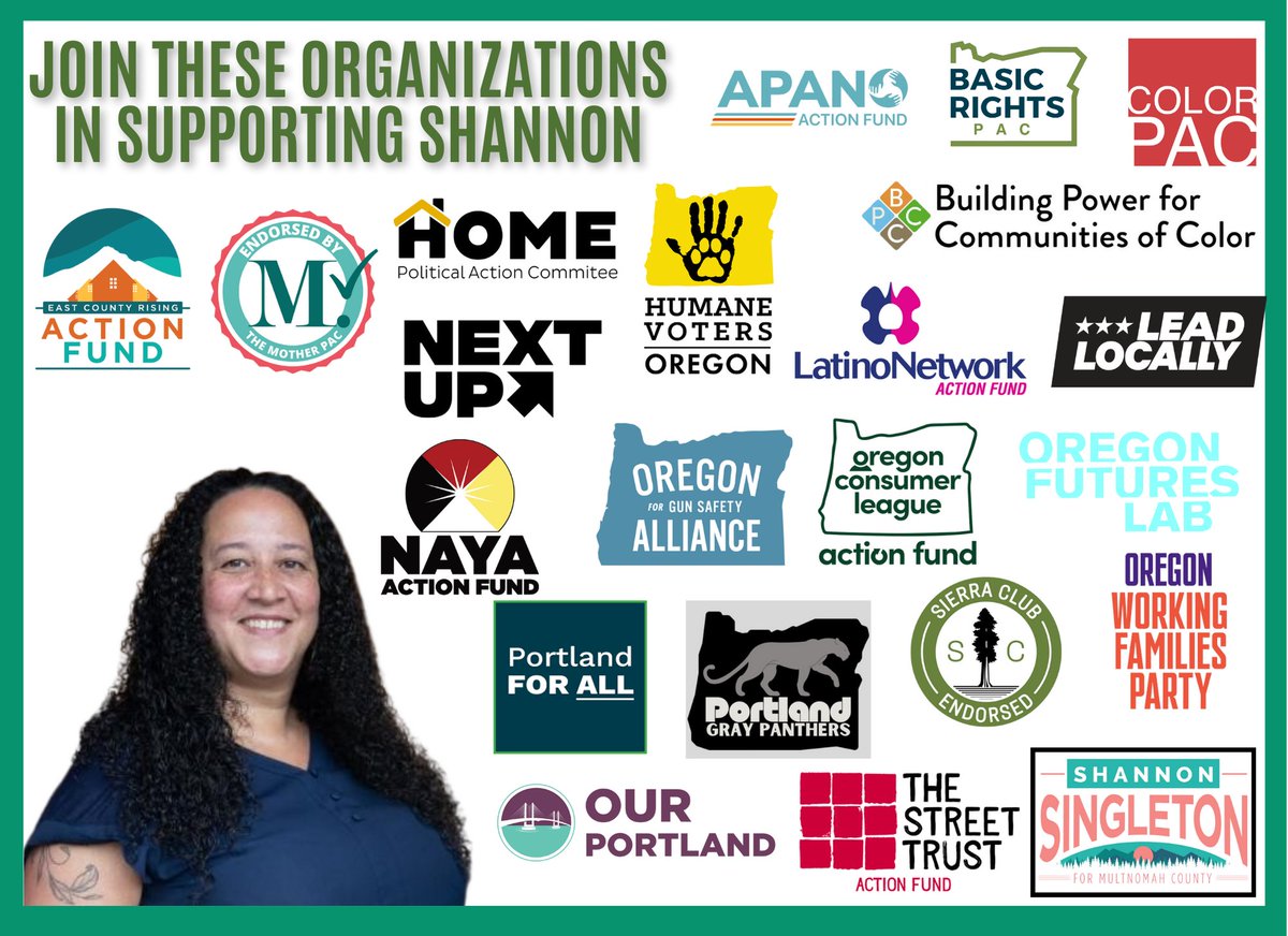 ElectSingleton's tweet image. Over the course of this campaign, I have earned dozens and dozens of endorsements. From community leaders, elected officials, community based organizations, &amp;amp; labor unions, I am PROUD of having a campaign powered by people JUST LIKE YOU.#ElectShannonSingleton #MultCoD2 #endorsers