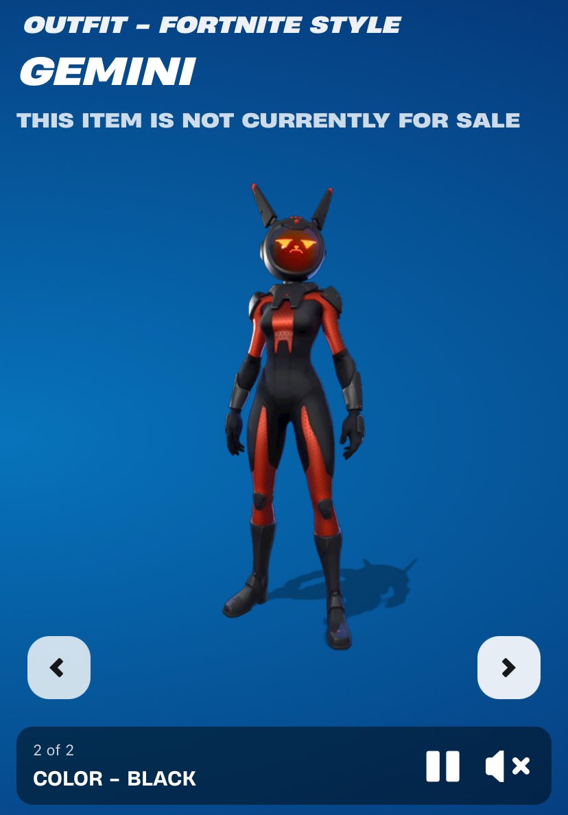 TheAgentShadow's tweet photo. You can find Gemini (the original Astro Assassin that was scrapped) on the Item Shop Website 😭
Click on Astro Assassin, go to the Back Bling and press on the "part of" area and it'll take you to her.
(Spotted by @Snowbelltime)
#Fortnite https://t.co/OF2GBQpSPq
