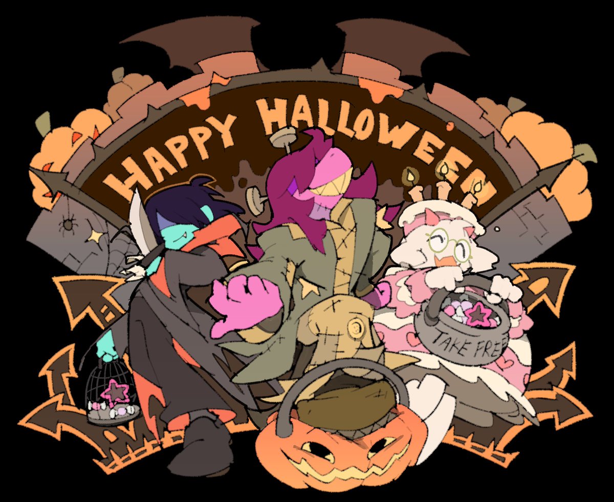 UndertaleJP's tweet photo. ハッピーハロウィン！（＆DELTARUNE 6周年記念日！）

>イラスト by @tuyoki https://t.co/j13qfPWbO6