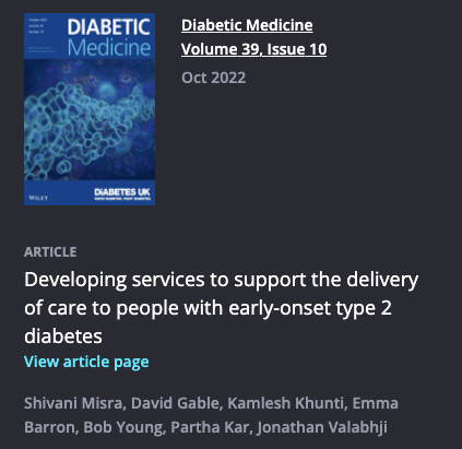Partha S Kar 🇮🇳🇬🇧🏏🎥 (@parthaskar) on Twitter photo A key area of focus in #T2Diabetes?
The increasing numbers in younger age groups
Want to look at ways to develop services for 'T2DaY' (Type 2 Diabetes in the Young)- have a read of this via <a href="/ShivaniM_KC/">Shivani Misra</a> <a href="/kamleshkhunti/">Prof Kamlesh Khunti</a> et al
Via <a href="/DiabeticMed/">Diabetic Medicine</a>
Link:
onlinelibrary.wiley.com/doi/full/10.11… A key area of focus in #T2Diabetes?
The increasing numbers in younger age groups
Want to look at ways to develop services for 'T2DaY' (Type 2 Diabetes in the Young)- have a read of this via <a href="/ShivaniM_KC/">Shivani Misra</a> <a href="/kamleshkhunti/">Prof Kamlesh Khunti</a> et al
Via <a href="/DiabeticMed/">Diabetic Medicine</a>
Link:
onlinelibrary.wiley.com/doi/full/10.11…