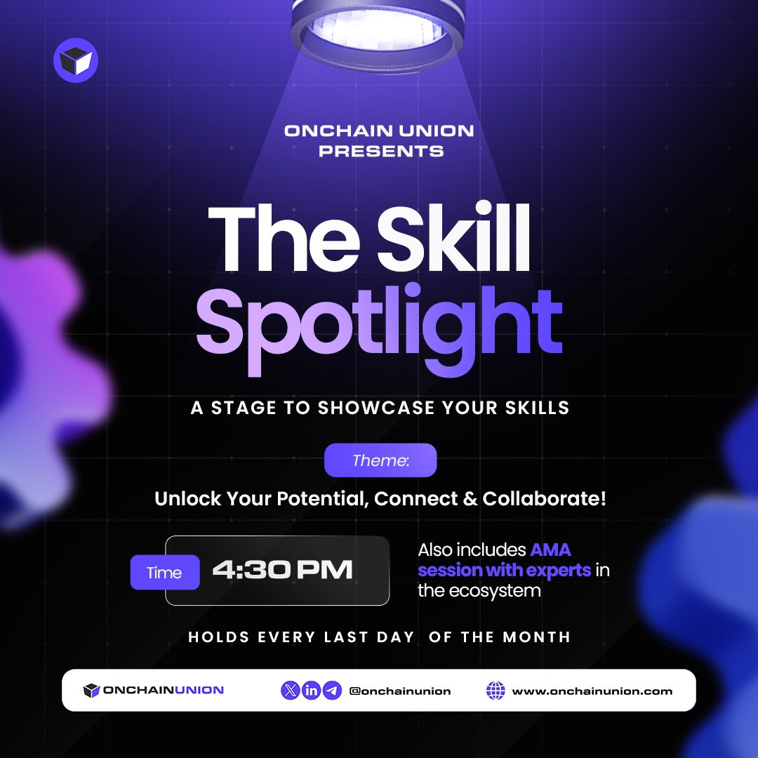 OnchainUnion's tweet photo. 🌟 Calling All Talents &amp; Innovators! 🌟

Come showcase your skills, connect, and collaborate! 🚀💡

🗓 When: Every last day of the month - starting today
⏰ Time: 4:30 PM
📍 https://t.co/qo3j9JDA5p

Don’t miss out! 🔥✨

#OnchainUnion #Web3 #Collaborate #Blockchain #Network https://t.co/I2iQ1qfr2m