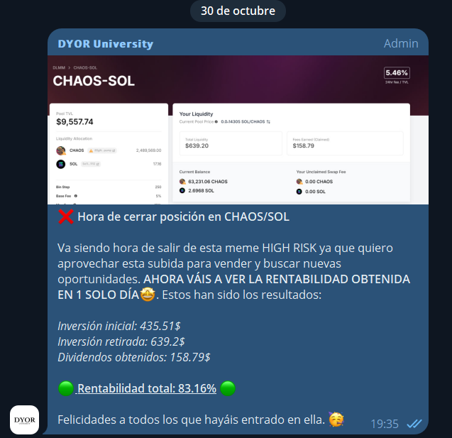 DyorUniversity's tweet photo. 🤑 Estos han sido nuestros últimos resultados en #farming #DeFi . Y todo de manera transparente en nuestro canal de telegram. Te lo dejo en el tweet de abajo. 👇 https://t.co/2MMfQt9mXt