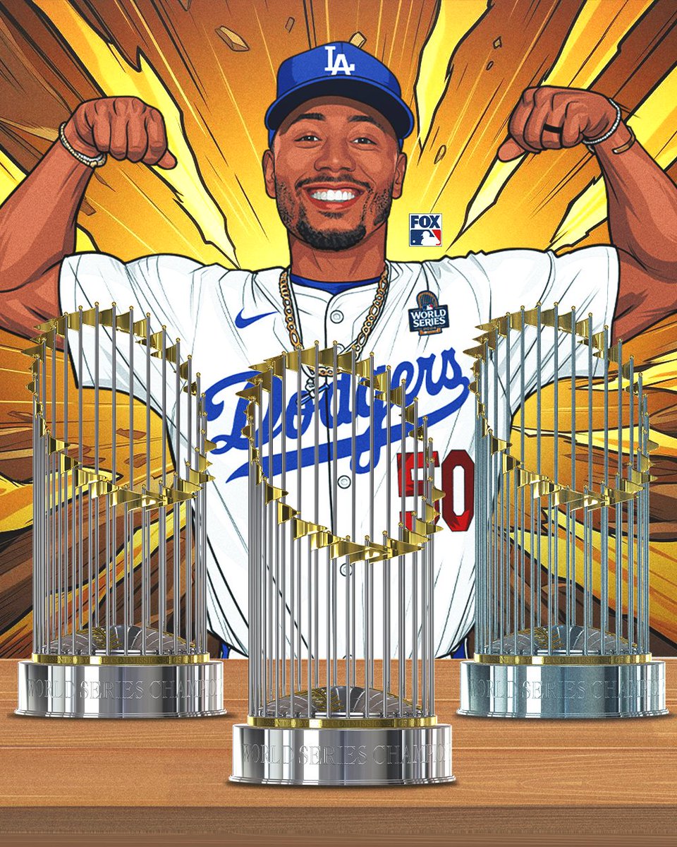 Mookie Betts becomes the only active position player to win THREE World Series titles 

🏆🏆🏆