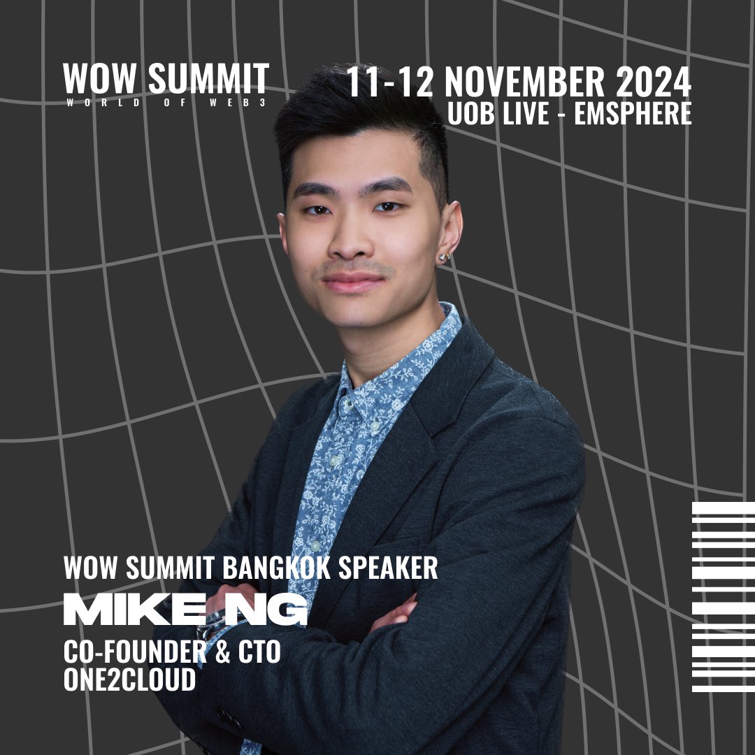 🔥Announcing Mike Ng as a Speaker at WOW Summit 2024!🔥

⬇️⬇️⬇️

Please Welcome Mike Ng!

Co-Founder and CTO of <a href="/One2Cloud/">One2Cloud</a> , as a speaker at WOW Summit 2024 in Bangkok. With extensive experience in multi-cloud environments, including AWS, GCP, and Alibaba Cloud, Mike is at the
